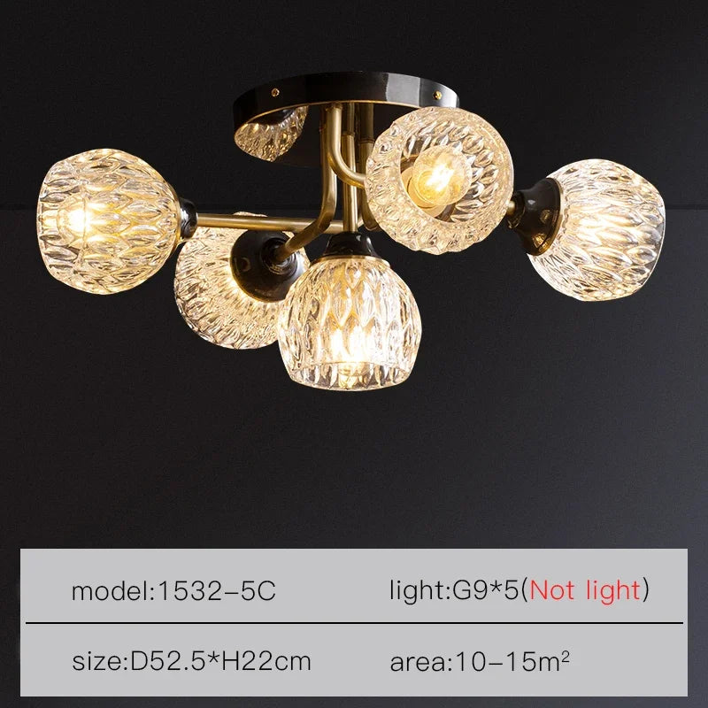 Modern Nordic luxury crystal and copper chandelier