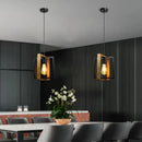 Retro iron and wood chandelier for bar or restaurant