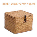 handwoven seaweed storage basket with lid