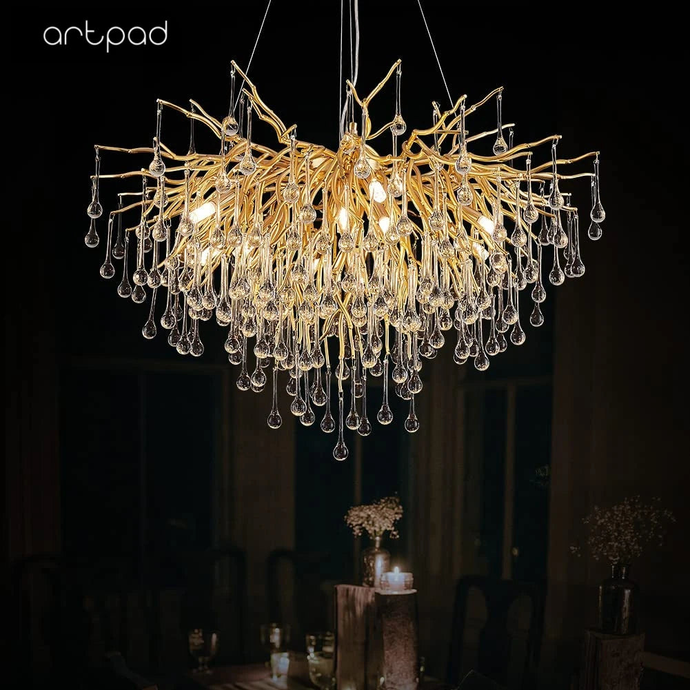 Modern crystal raindrop chandelier with elegant design for decorative interiors