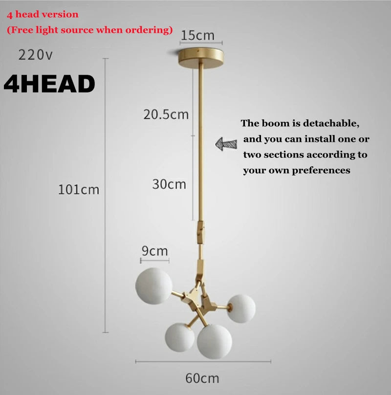 Nordic glass design chandelier for elegant lighting - vue 11 sur 12