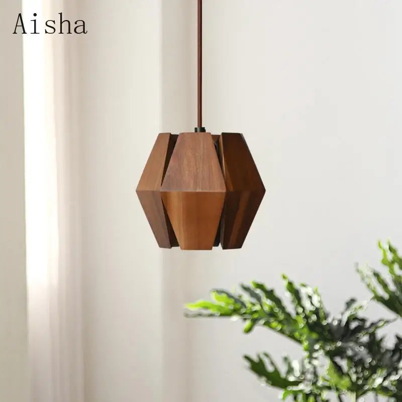 Retro solid wood pendant light for an elegant interior