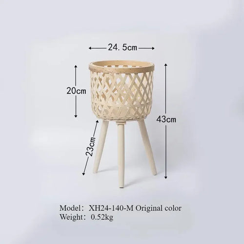 woven rattan flower stand for interior decoration - vue 8 sur 8