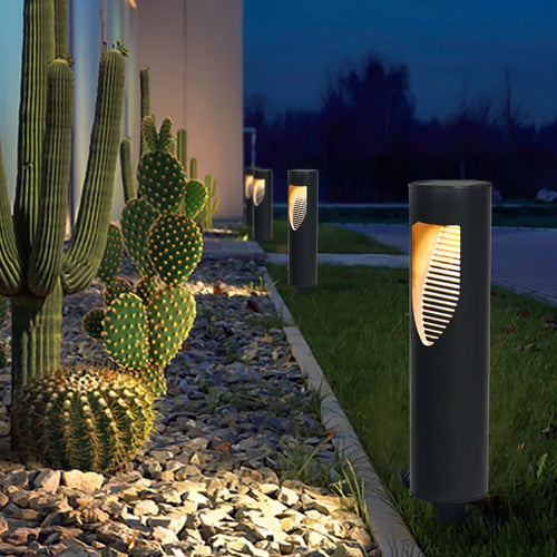 Outdoor solar LED garden lawn light IP65 modern outdoor bollard light - vue 6 sur 9