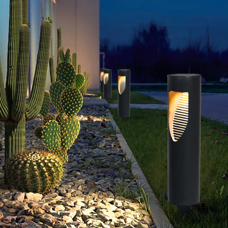 Outdoor solar LED garden lawn light IP65 modern outdoor bollard light - vue 5 sur 9