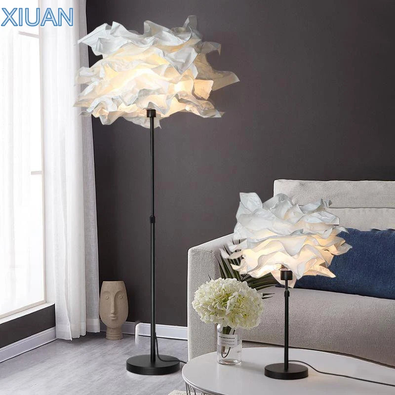 Creative paper floor lamp with retractable pole for hotel