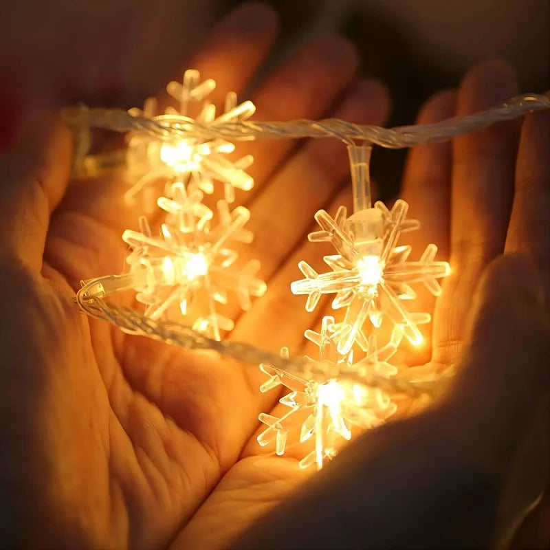 Snowflake string lights for Christmas and festive decorations