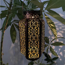 Retro solar lantern with cut-out pattern for outdoor and decoration