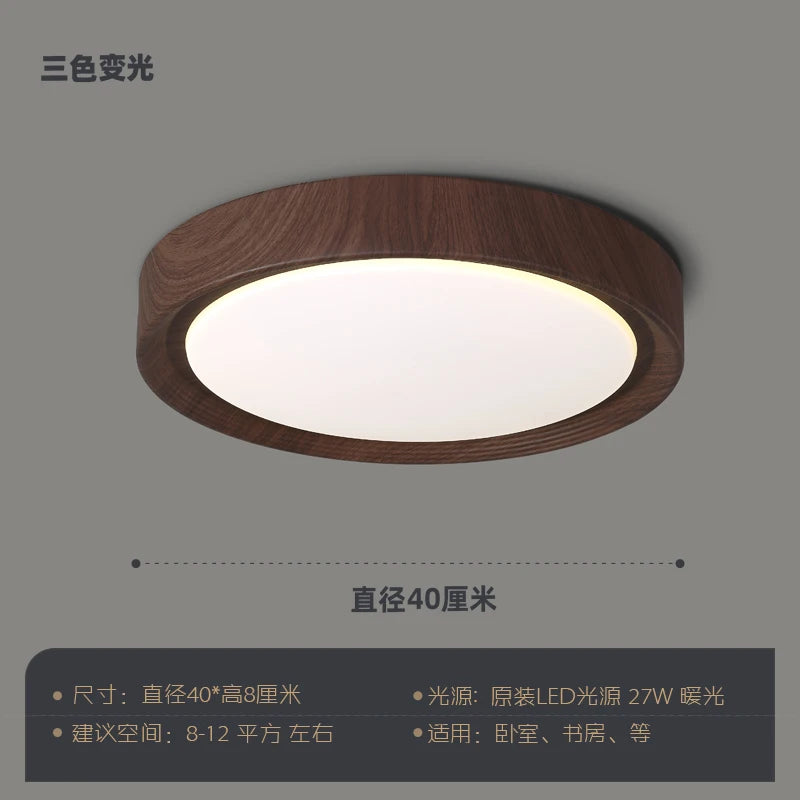 Nordic design wooden and iron decorative LED ceiling light - vue 9 sur 11
