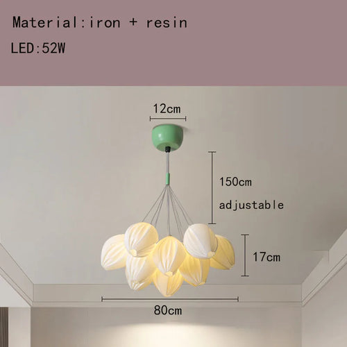 Resin chandelier with romantic metal lampshade - vue 14 sur 14