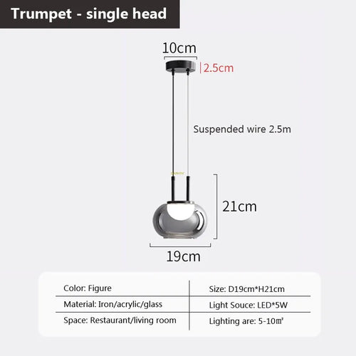Multi-head glass pendant light for modern interiors - vue 18 sur 23