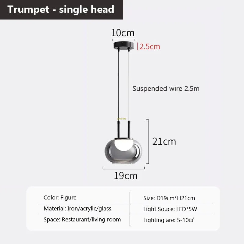 Multi-head glass pendant light for modern interiors - vue 17 sur 23