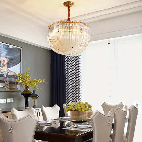 Modern glass LED chandelier for restaurant or hotel - vue 2 sur 14