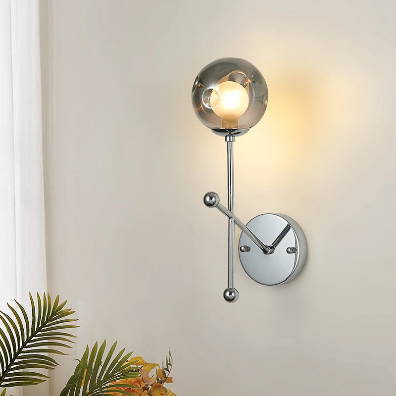Up and down wall light with chrome metal and honeycomb glass