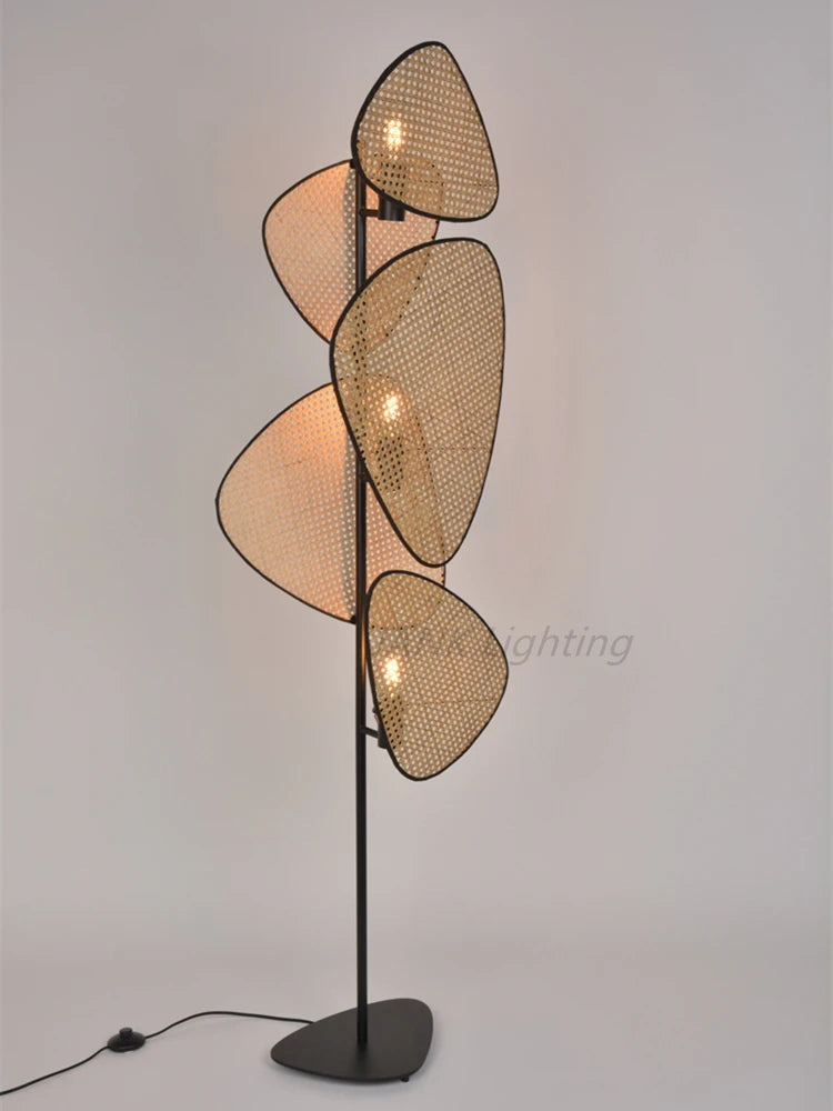 French designer knitted rattan floor lamp