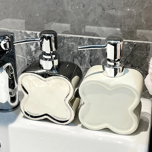 creative flower shaped ceramic bottle for gel and soap - vue 5 sur 10