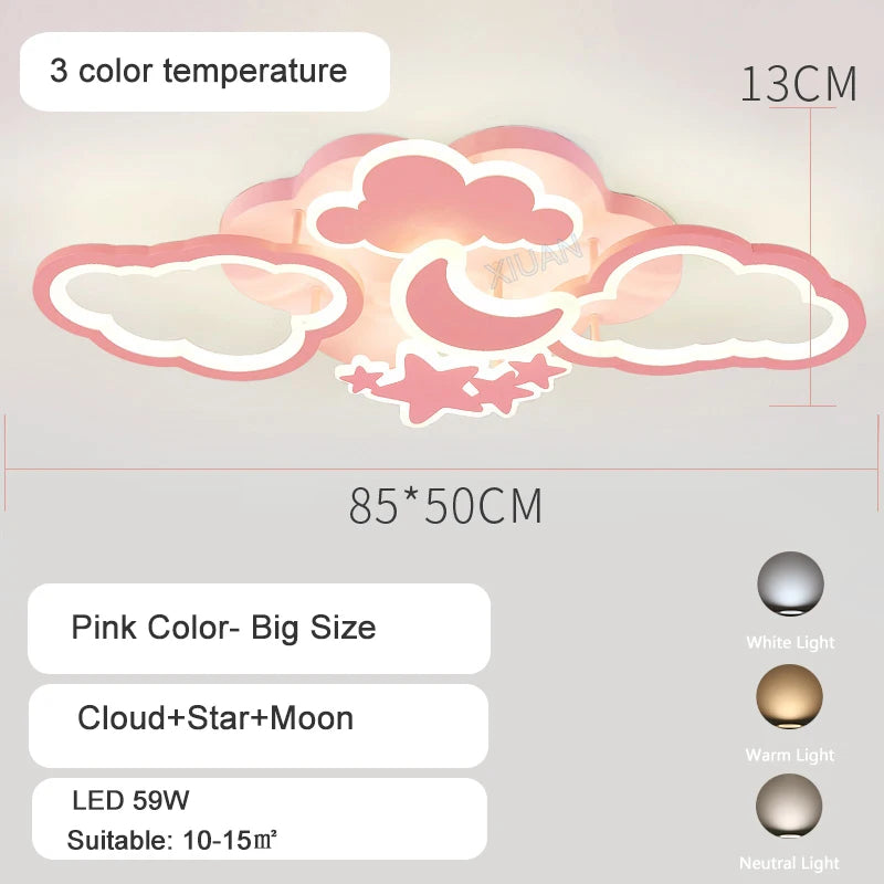 Modern LED moon, star and cloud chandelier for children - vue 11 sur 25