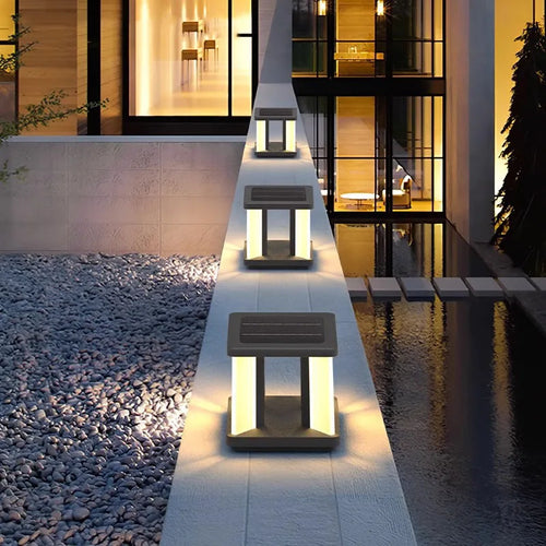 Square solar garden lamp for decorative outdoor use - vue 3 sur 8