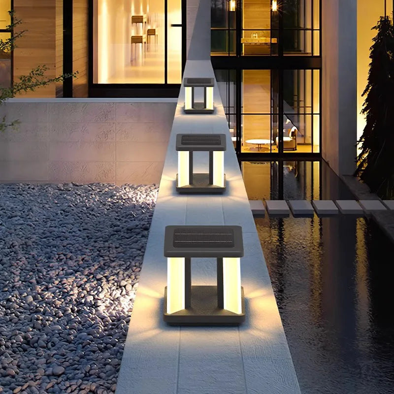 Square solar garden lamp for decorative outdoor use - vue 3 sur 8