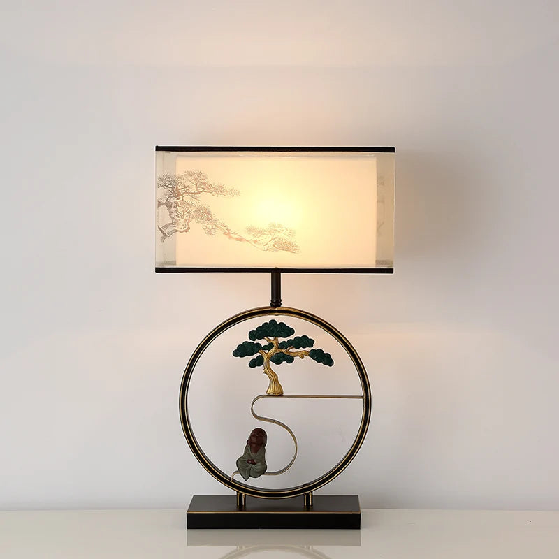 Retro Chinese-style bedside lamp for interior decoration - vue 3 sur 7