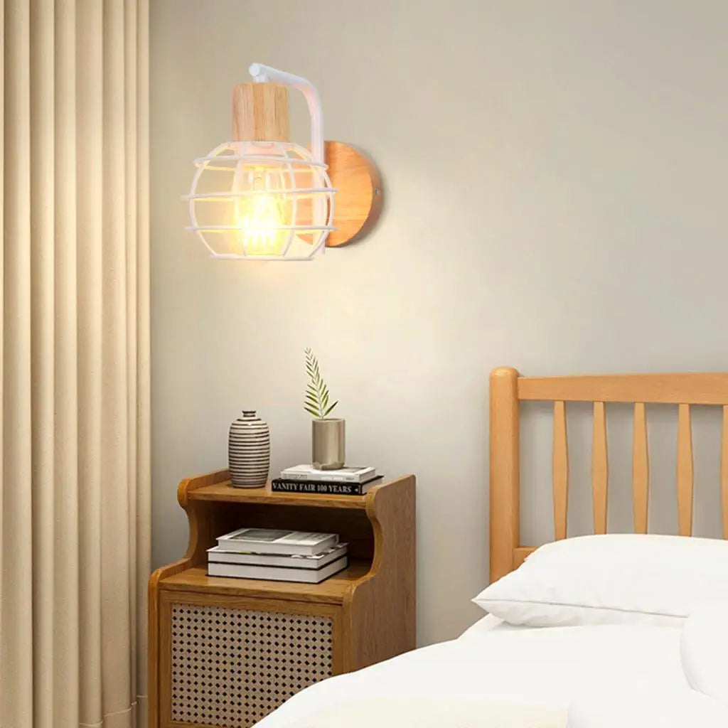 vintage industrial wall light cage metal lampshade retro style - vue 5 sur 14