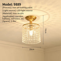 Gold crystal LED ceiling light for interior decor