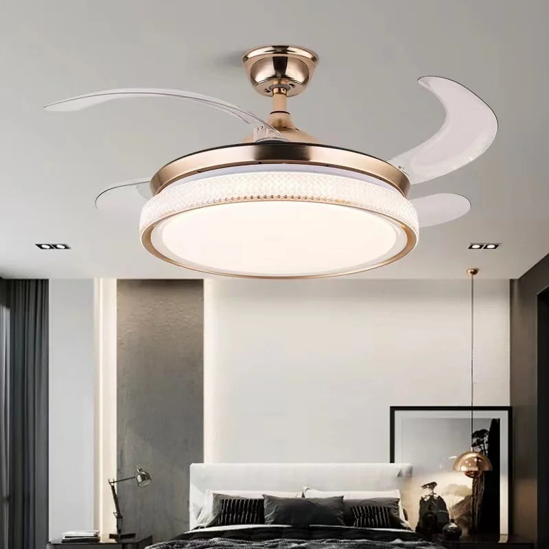 Modern smart LED ceiling light with retractable blades