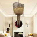 Industrial style aluminium pendant light with decorative tassels