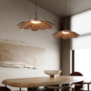 Korean wood petal-shaped pendant light with adjustable cord
