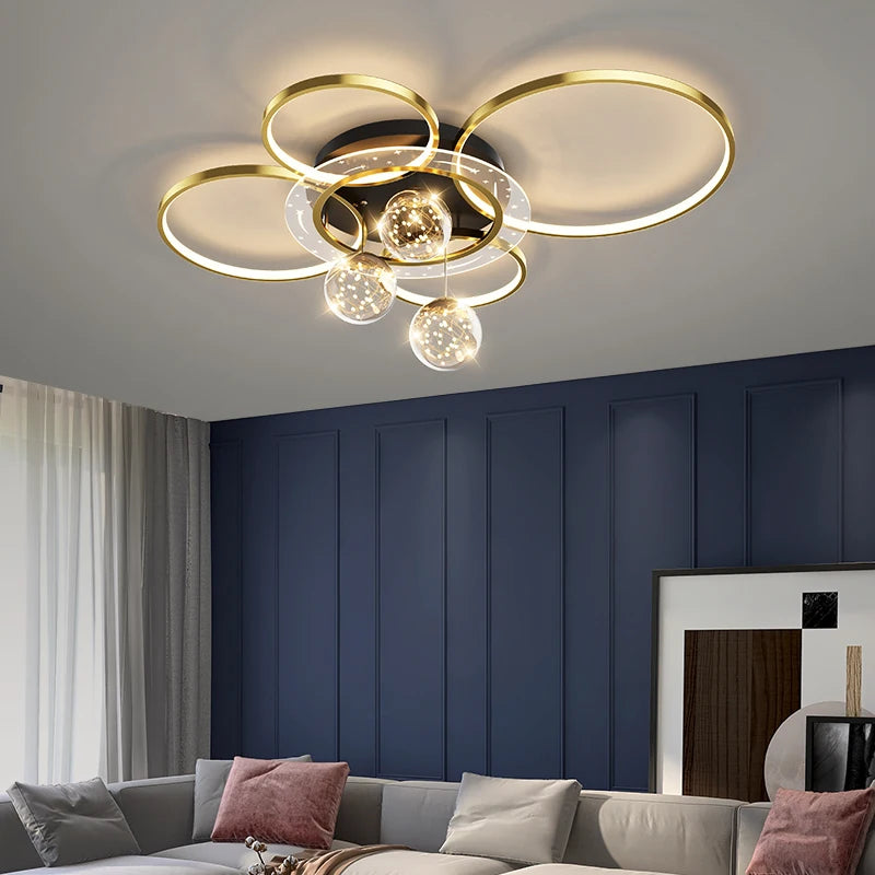 Modern decorative ring-shaped ceiling light for interiors - vue 3 sur 7
