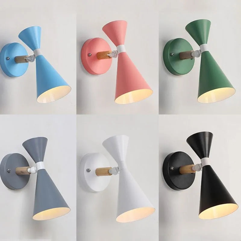 Nordic wooden LED bedside wall lamp