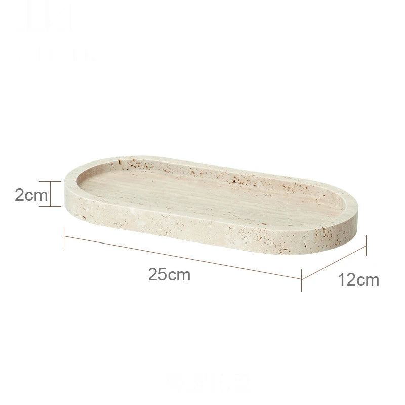 ensemble accessoires salle de bain en travertin beige naturel - vue 17 sur 28