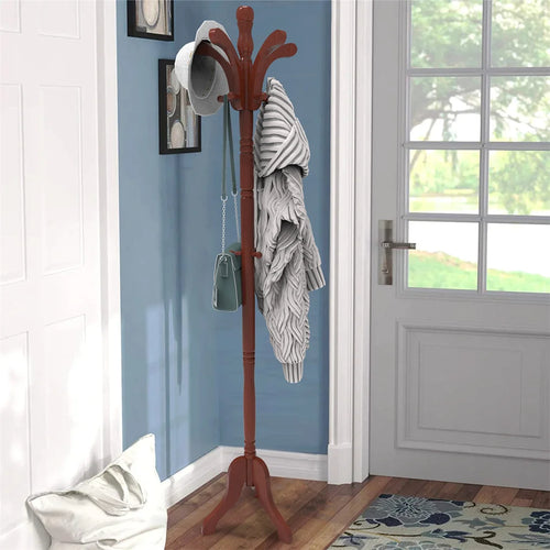 solid wood tripod coat rack for bag clothes and accessories - vue 2 sur 7
