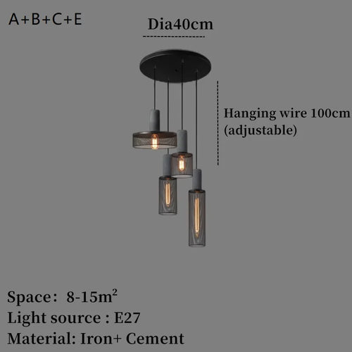 Concrete and iron pendant light - vue 21 sur 29