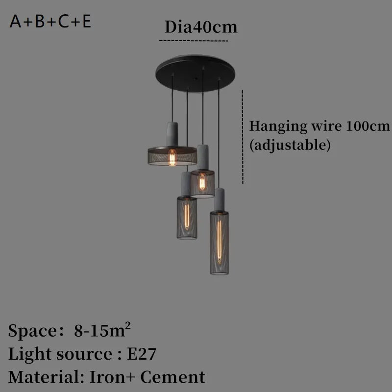 Concrete and iron pendant light - vue 20 sur 29
