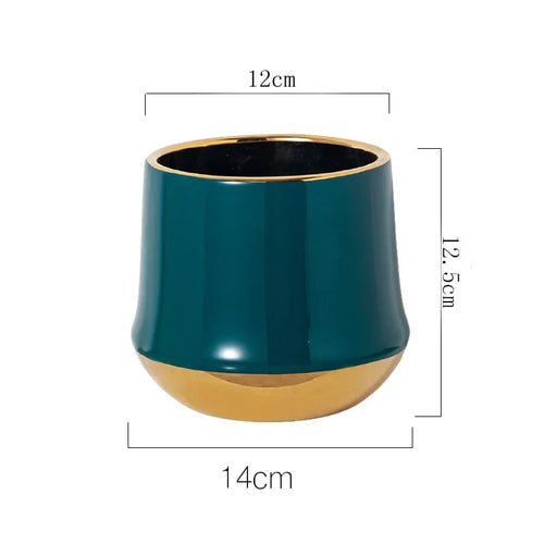 gold ceramic flower pot for modern interior decoration - vue 12 sur 14
