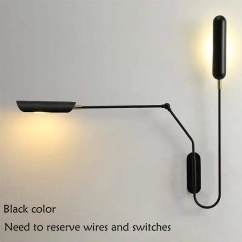 Adjustable industrial wall light with creative arm for reading - vue 8 sur 8