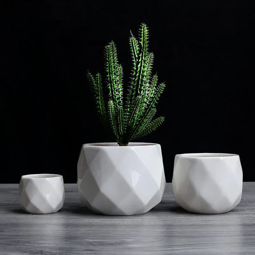 geometric ceramic flower pot for succulents - vue 2 sur 7
