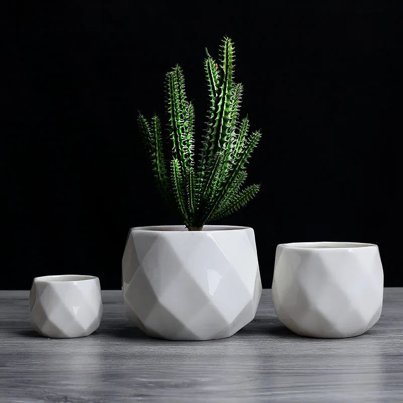 geometric ceramic flower pot for succulents