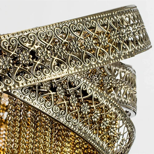 Industrial style aluminium pendant light with decorative tassels - vue 4 sur 9