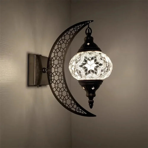 Handcrafted bohemian retro moon-shaped decorative wall light - vue 13 sur 14