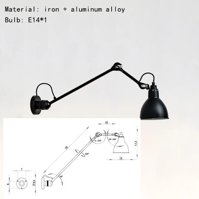 Rotatable metal wall lamp with plug for lighting