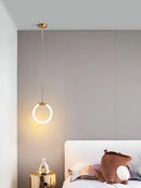Gold ring LED pendant light