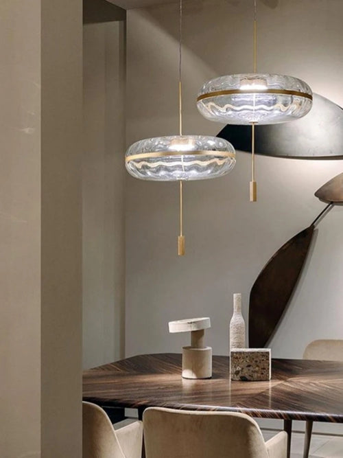Nordic design circular glass chandelier for bars and restaurants - vue 2 sur 7