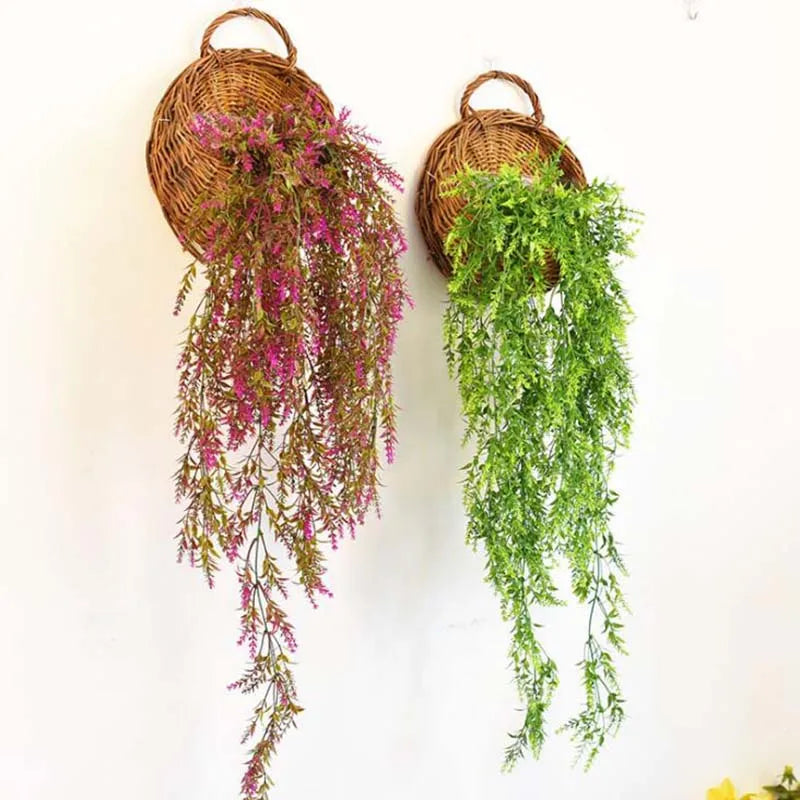 rattan and wicker wall planter for plants - vue 4 sur 12