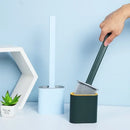 Silicone toilet brush with wall holder and long handle