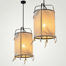 Japanese style iron and linen pendant light for interior decoration