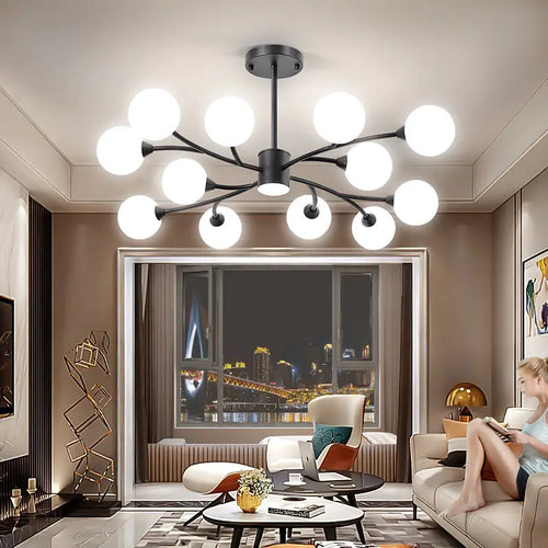 Nordic glass LED chandelier for kitchen decor - vue 4 sur 14