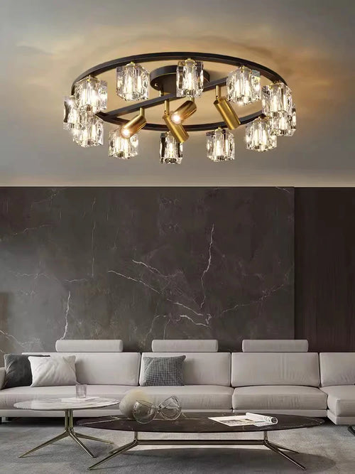 Copper and crystal chandelier for modern decor 2024 - vue 7 sur 10