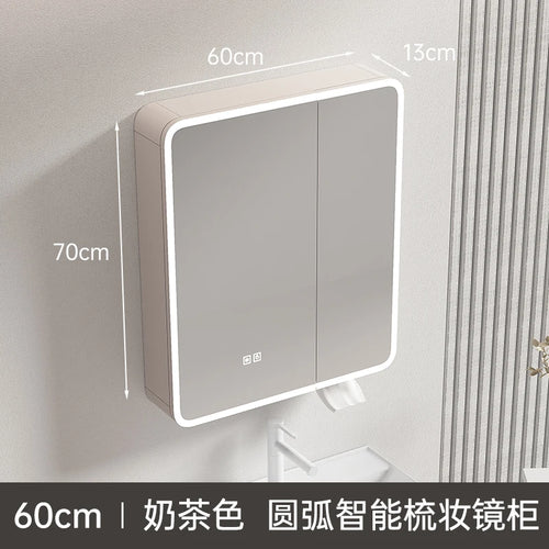 circular aluminum wardrobe with mirror, smart lighting and storage - vue 13 sur 32